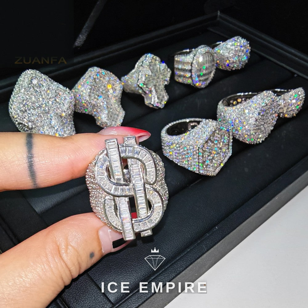 Iced Out Rose Gold Plated Moissanite Ring
