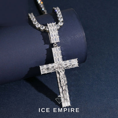 Iced Out Cross Rose Gold Plated Moissanite Pendant