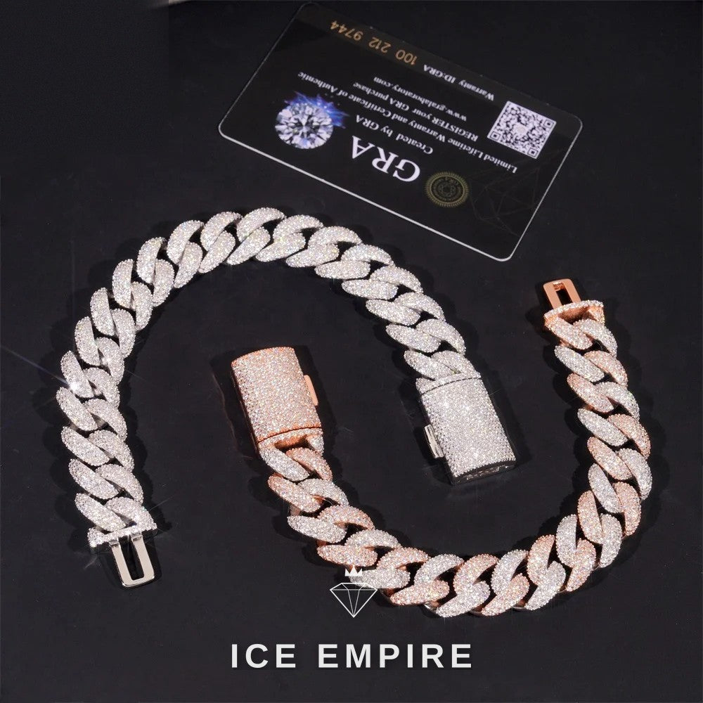 Iced Out Rose Gold Plated Moissanite Cuban Chain