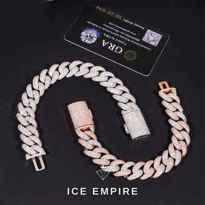 Iced Out Rose Gold Plated Moissanite Cuban Chain