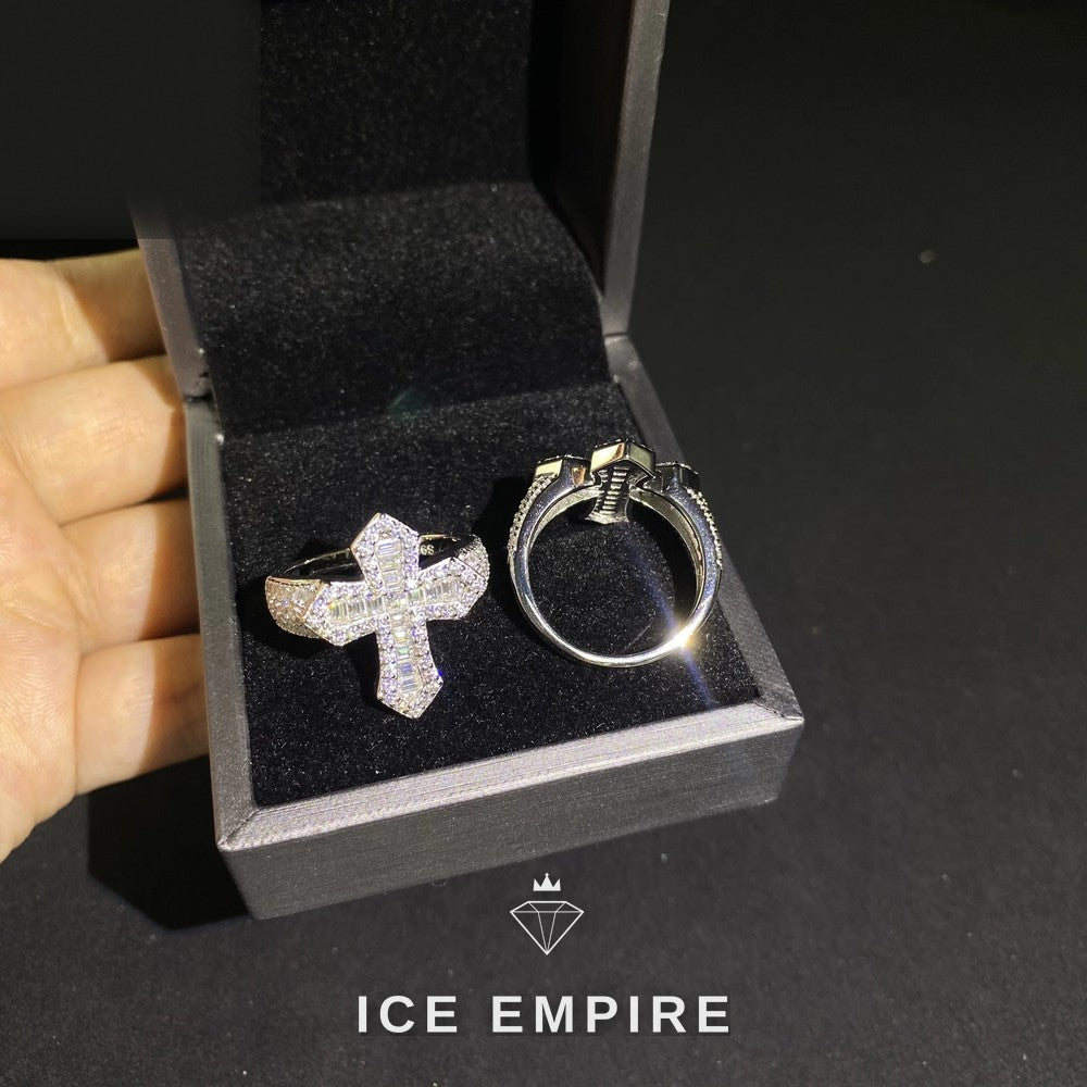 Iced Out Baguette Rose Gold Plated Moissanite Engagement Ring