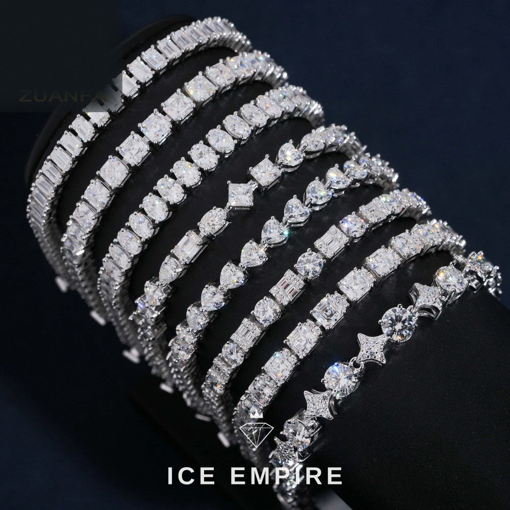 Iced Out 925 Silver Moissanite Tennis Bracelet