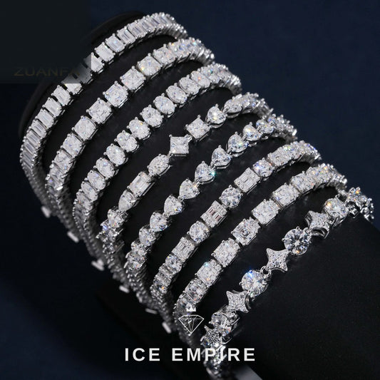 Iced Out 925 Silver Moissanite Tennis Bracelet