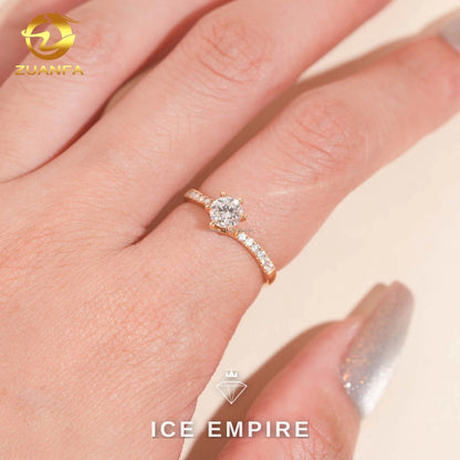 Iced Out 14K Gold Moissanite Engagement Ring