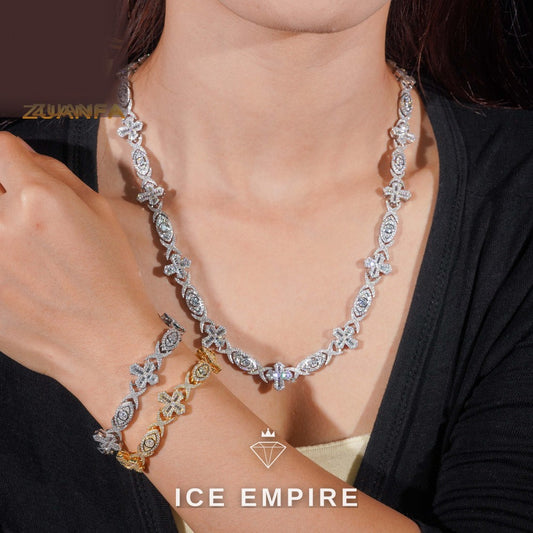 Iced Out Cross Rose Gold Plated Moissanite Cuban Chain