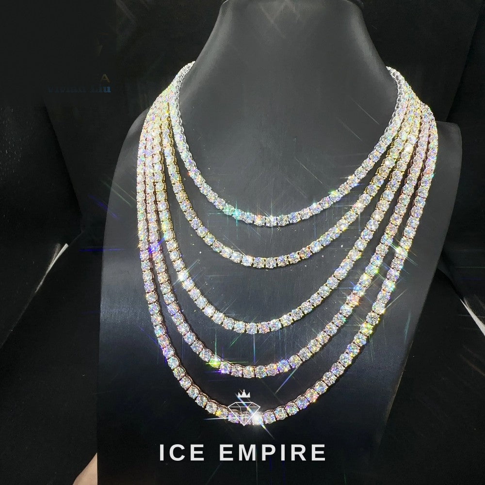 Iced Out Rose Gold Plated Moissanite Tennis Chain