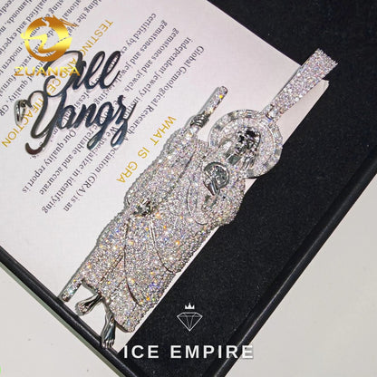 Iced Out Baguette 925 Silver Moissanite Pendant