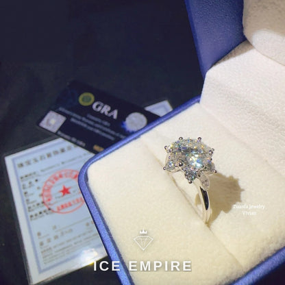 Iced Out 18K Gold Moissanite Engagement Ring