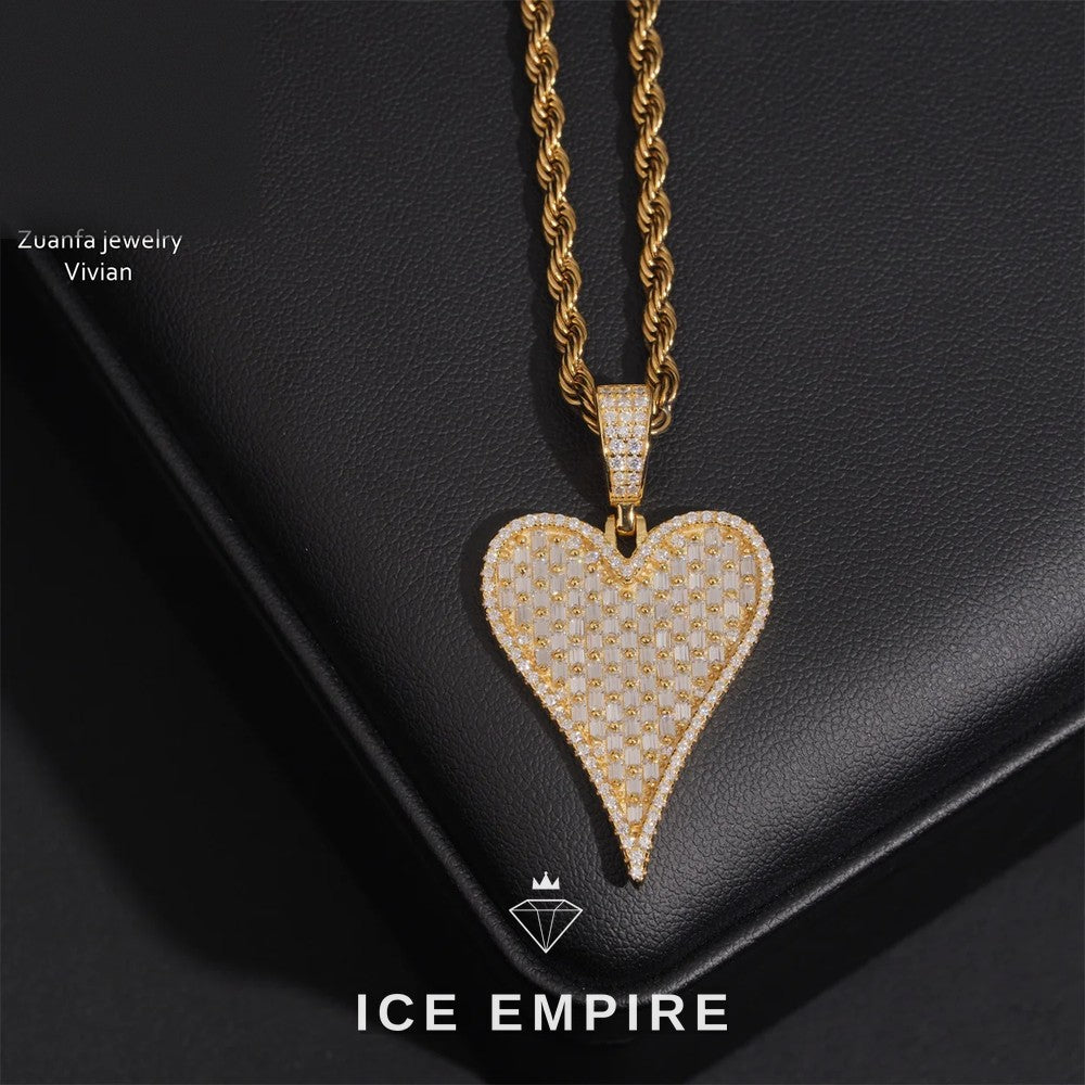 Iced Out Heart 925 Silver Moissanite Pendant
