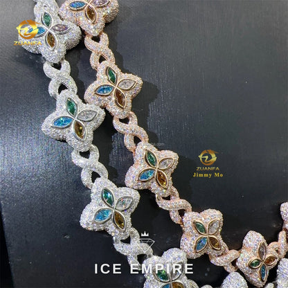 Iced Out Rose Gold Moissanite Cuban Chain