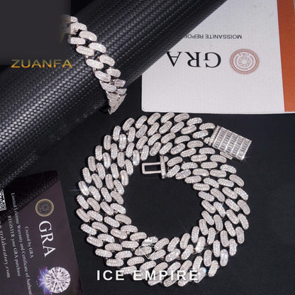 Iced Out Baguette Rose Gold Moissanite Cuban Chain