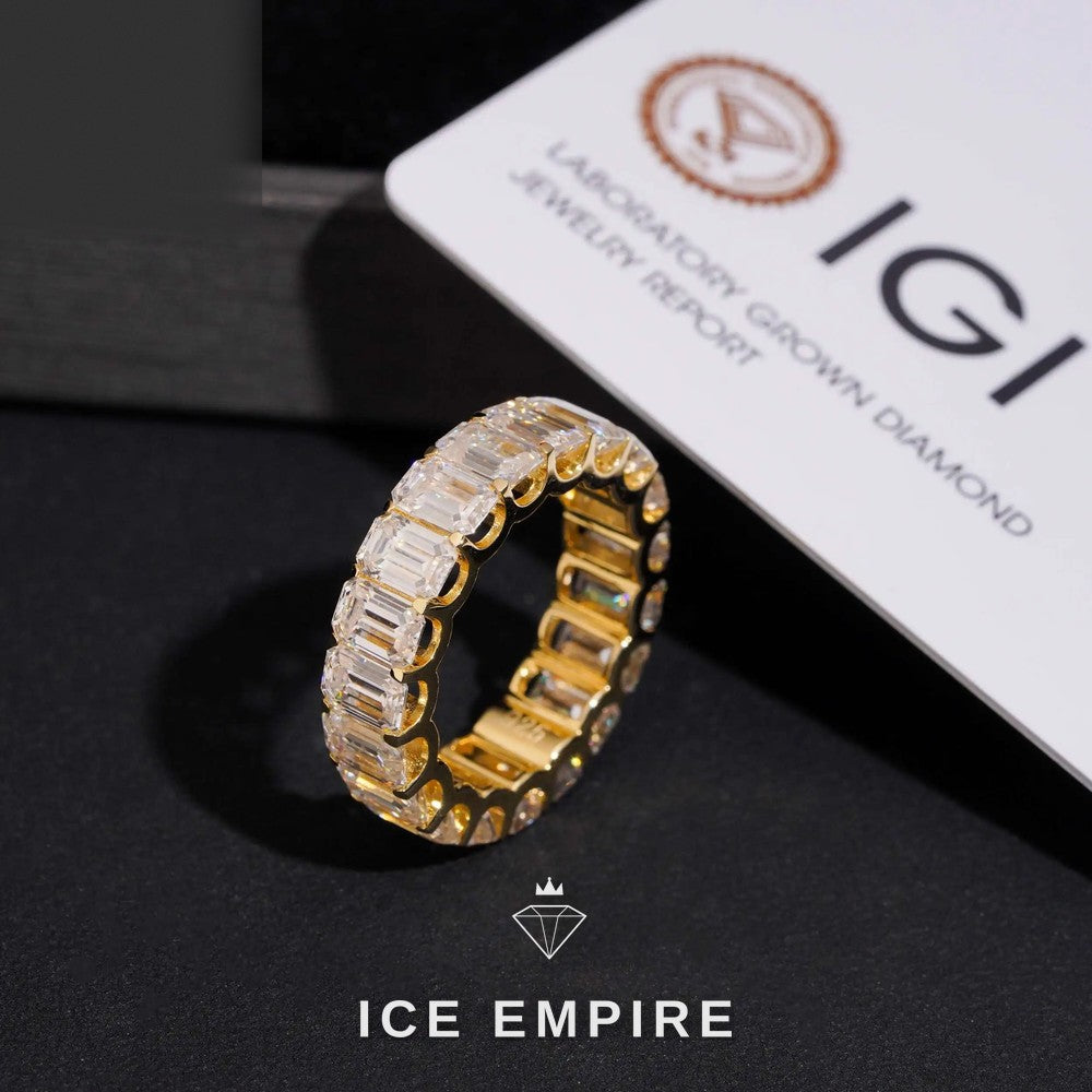 Iced Out 10K Gold Lab Grown Diamond Wedding Band