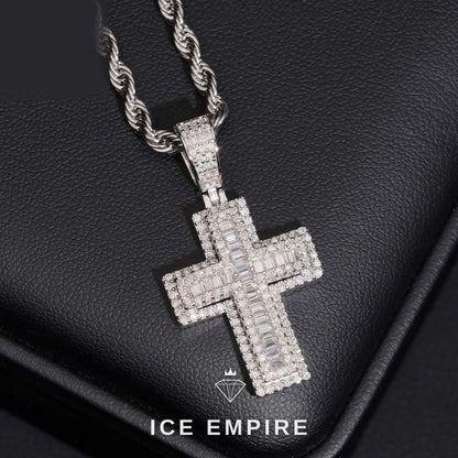 Iced Out Cross Gold Plated Moissanite Pendant