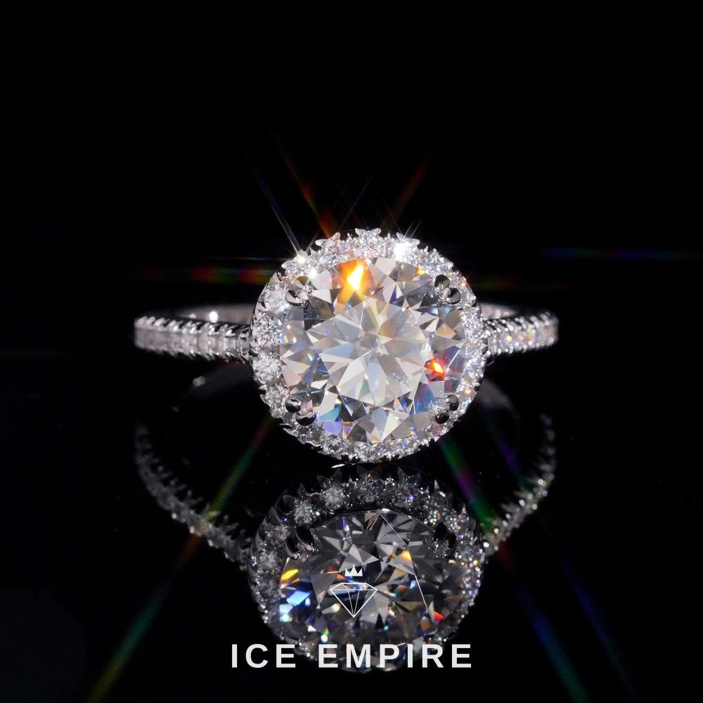 Iced Out 925 Silver Moissanite Engagement Ring