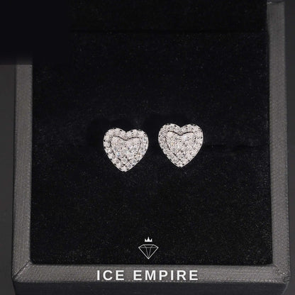 Iced Out Heart Gold Plated Moissanite Stud Earrings