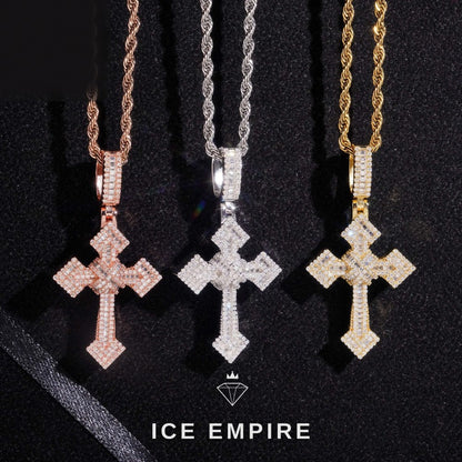 Iced Out Cross 925 Silver Moissanite Pendant