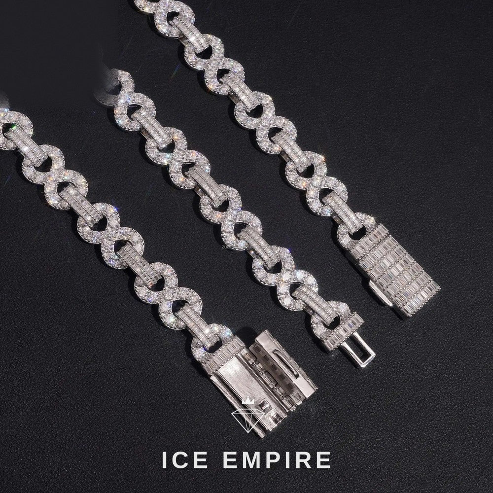 Iced Out Baguette 925 Silver Moissanite Cuban Chain