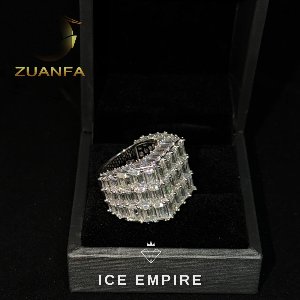 Iced Out Baguette 925 Silver Moissanite Ring