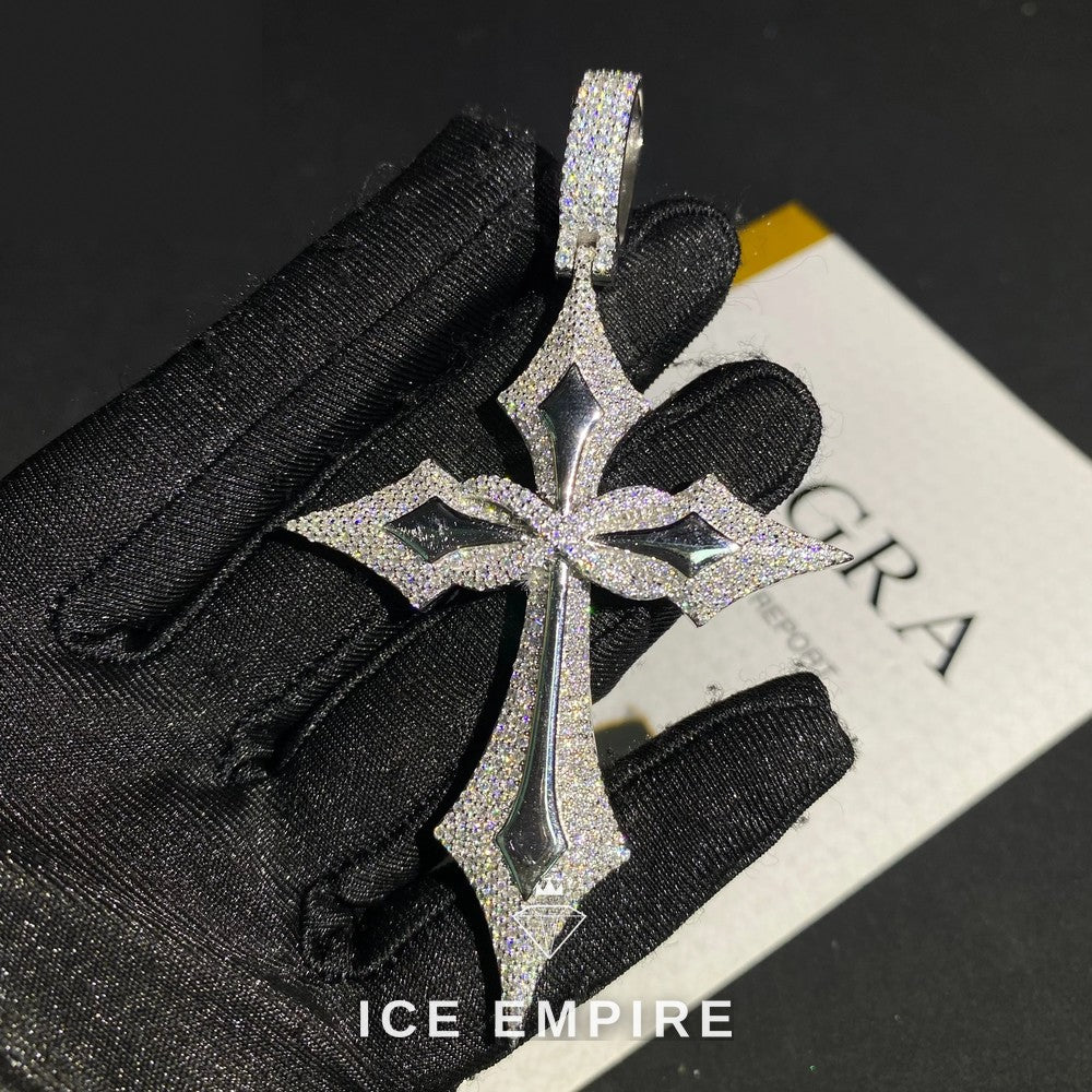 Iced Out Cross 925 Silver Moissanite Pendant