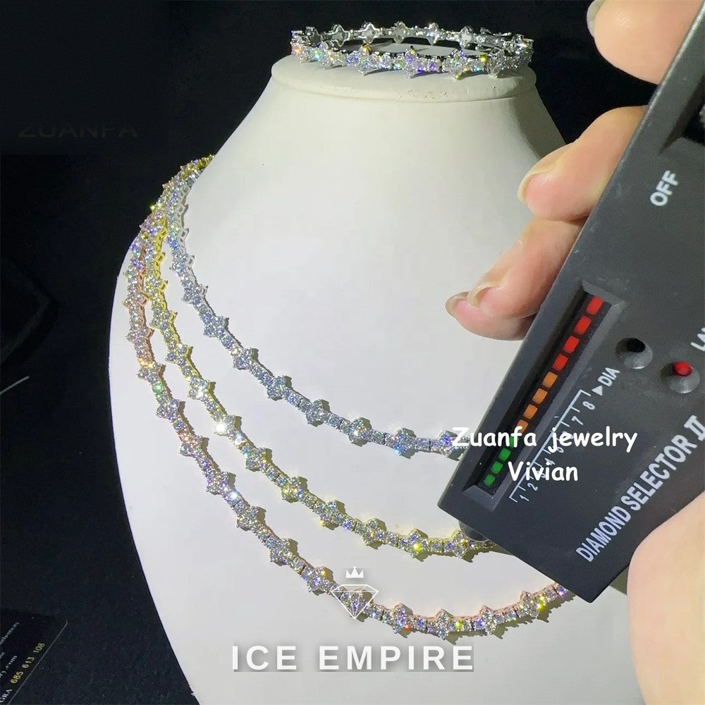 Iced Out Cross Rose Gold Plated Moissanite Cuban Chain