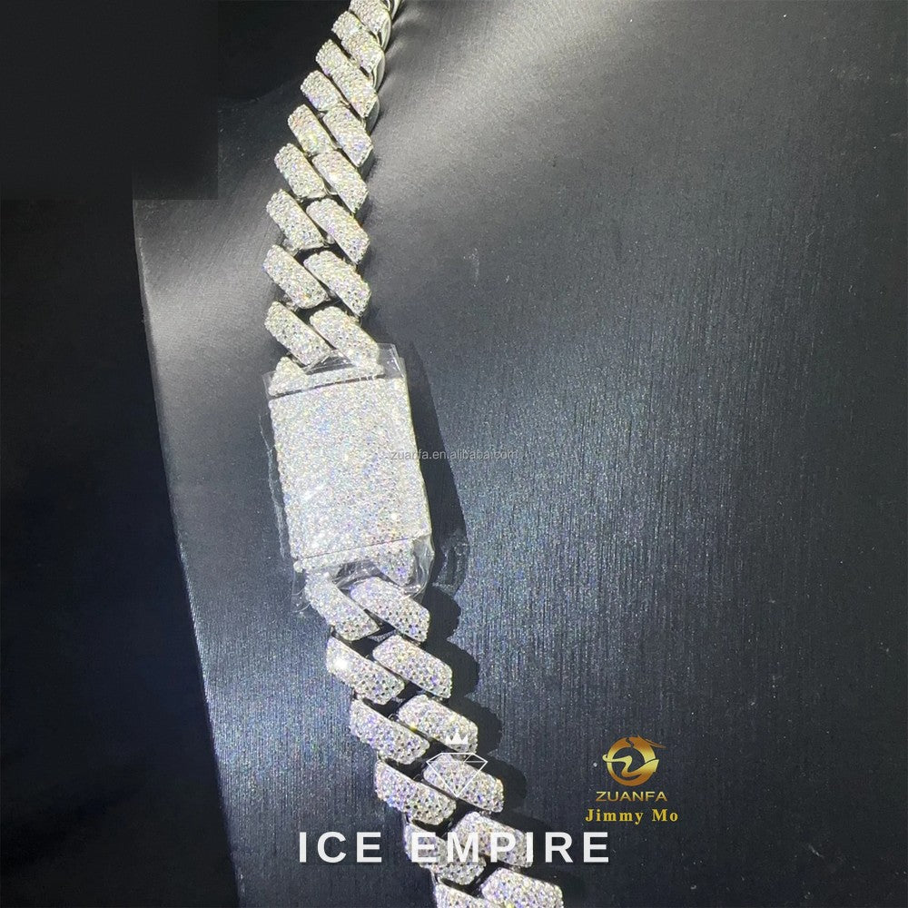 Iced Out 925 Silver Moissanite Cuban Chain