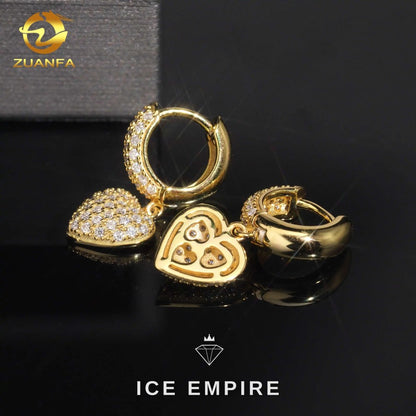Iced Out Heart Gold Plated Moissanite Stud Earrings