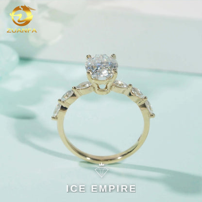 Iced Out 14K Gold Moissanite Engagement Ring