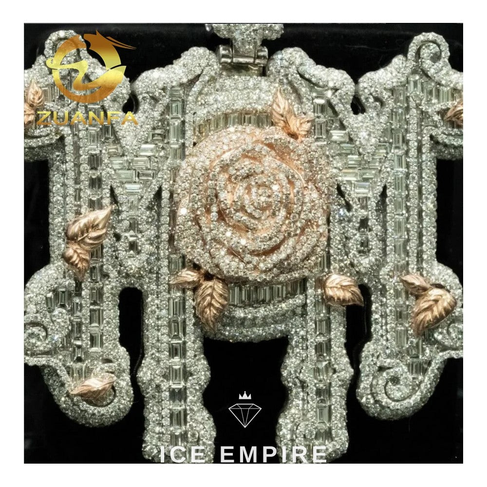 Iced Out Baguette Rose Gold Plated Moissanite Pendant