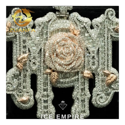Iced Out Baguette Rose Gold Plated Moissanite Pendant