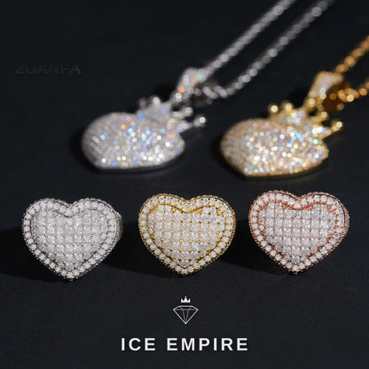 Iced Out Heart Gold Plated Moissanite Pendant