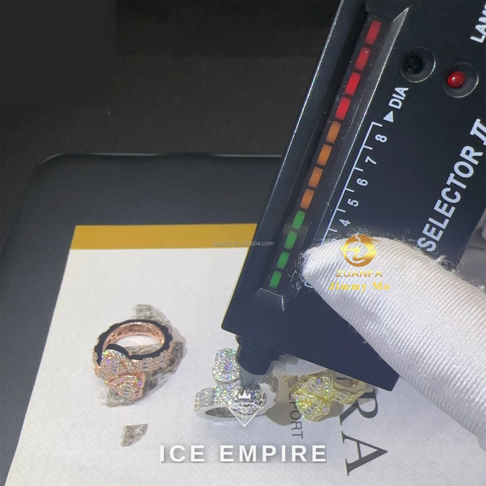 Iced Out Baguette Rose Gold Plated Moissanite Ring