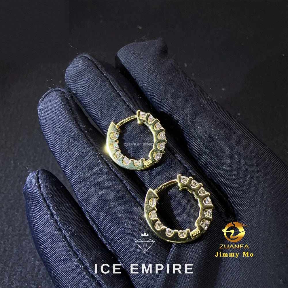 Iced Out Gold Plated Moissanite Hoop Earrings