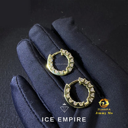 Iced Out Gold Plated Moissanite Hoop Earrings