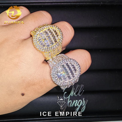 Iced Out Baguette 925 Silver Moissanite Ring