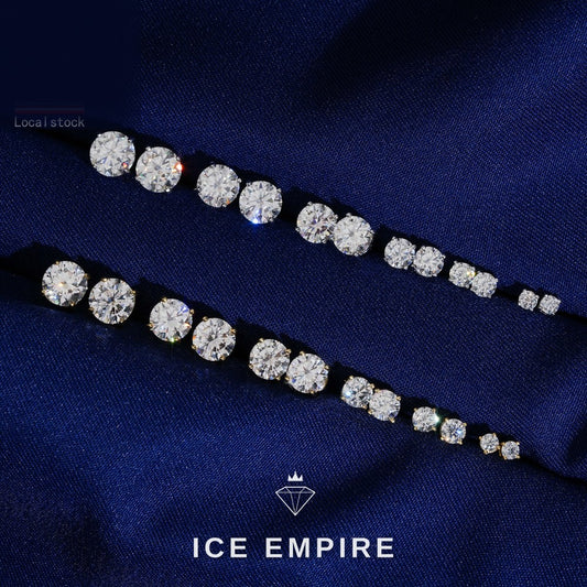 Iced Out Gold Plated Moissanite Stud Earrings