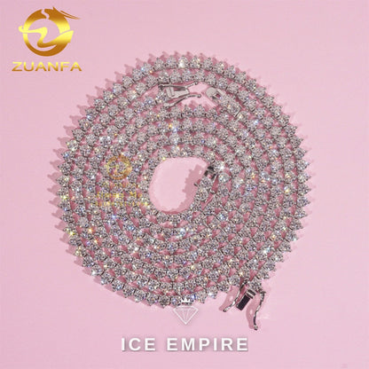 Iced Out Cluster Rose Gold Moissanite Cuban Chain