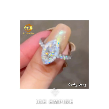 Iced Out 14K Gold Moissanite Engagement Ring