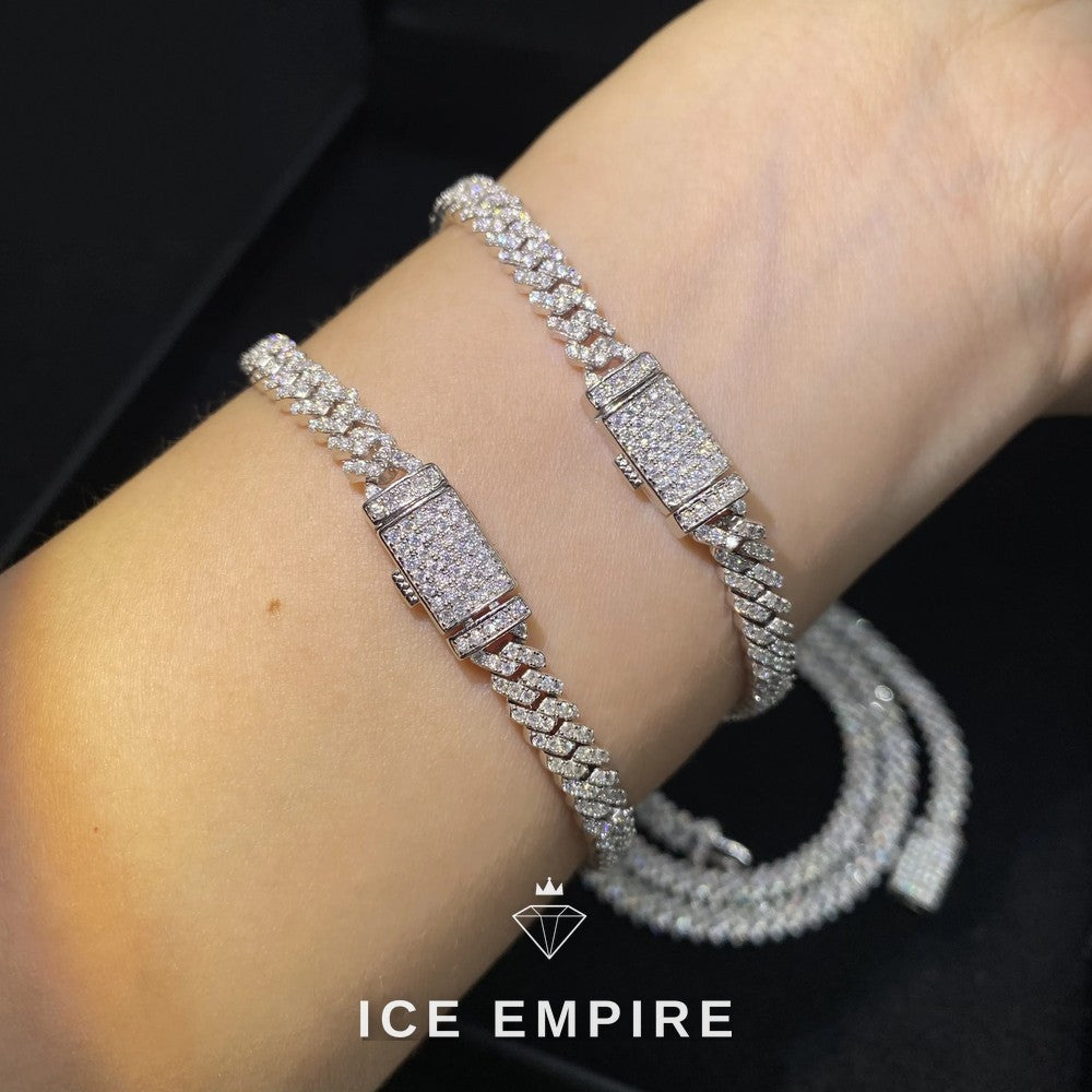 Iced Out 925 Silver Moissanite Cuban Chain