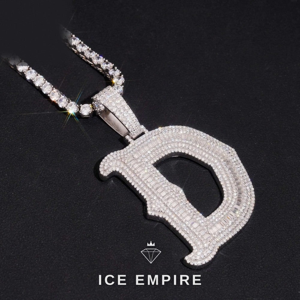 Iced Out Baguette 925 Silver Moissanite Pendant