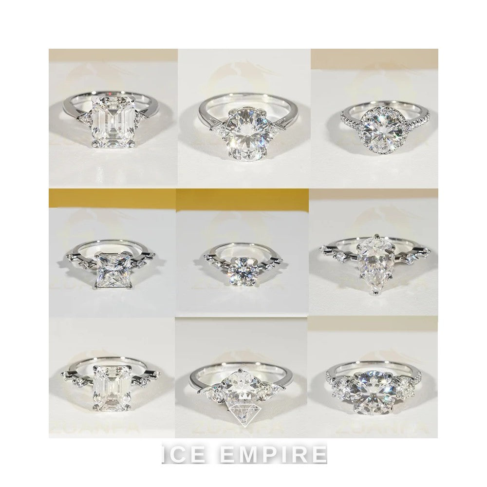 Iced Out 925 Silver Moissanite Engagement Ring