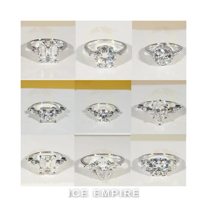 Iced Out 925 Silver Moissanite Engagement Ring