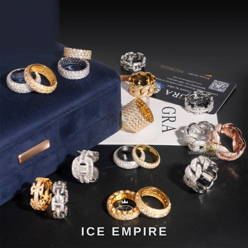 Iced Out Baguette Gold Plated Moissanite Ring