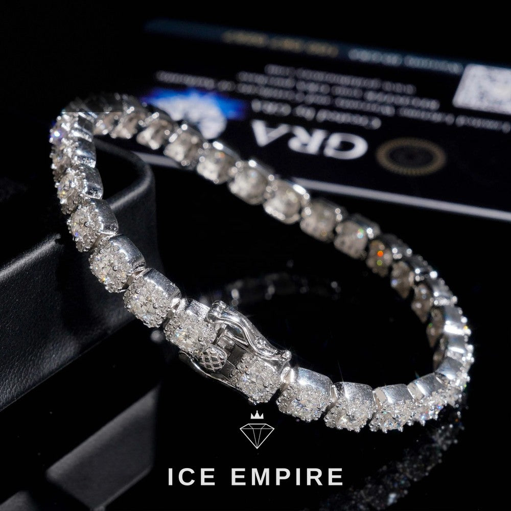 Iced Out Cluster 18K Gold Moissanite Tennis Bracelet