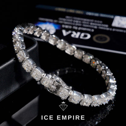 Iced Out Cluster 18K Gold Moissanite Tennis Bracelet