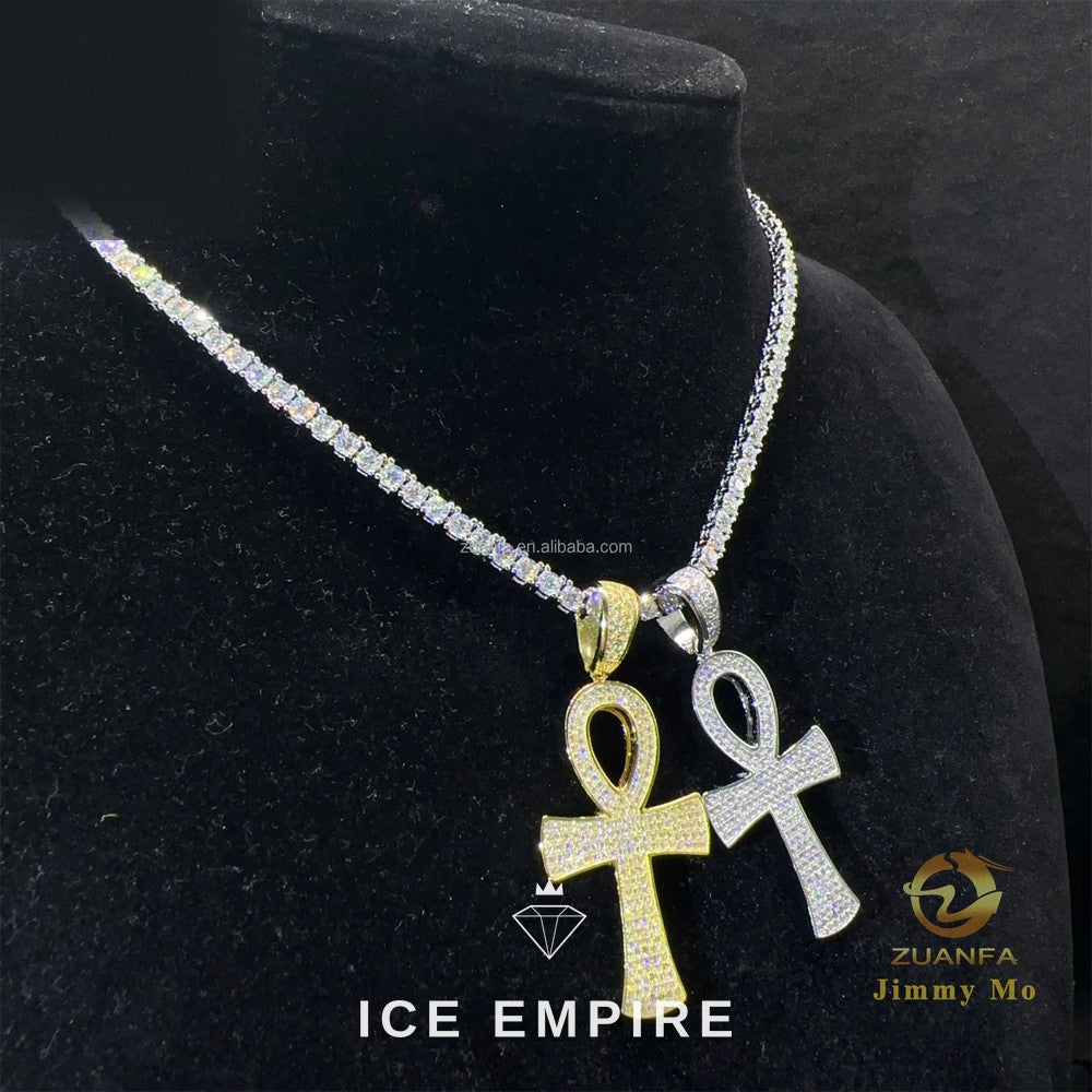 Iced Out Cross 925 Silver Pendant
