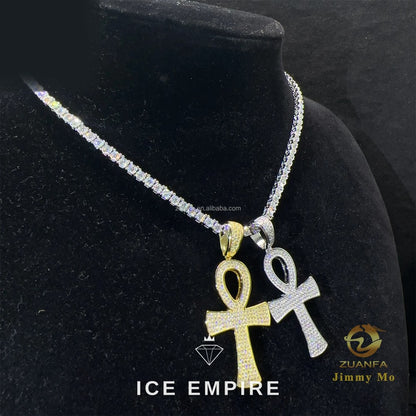 Iced Out Cross 925 Silver Pendant