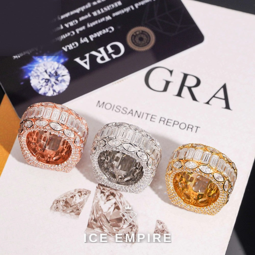 Iced Out 925 Silver Moissanite Ring