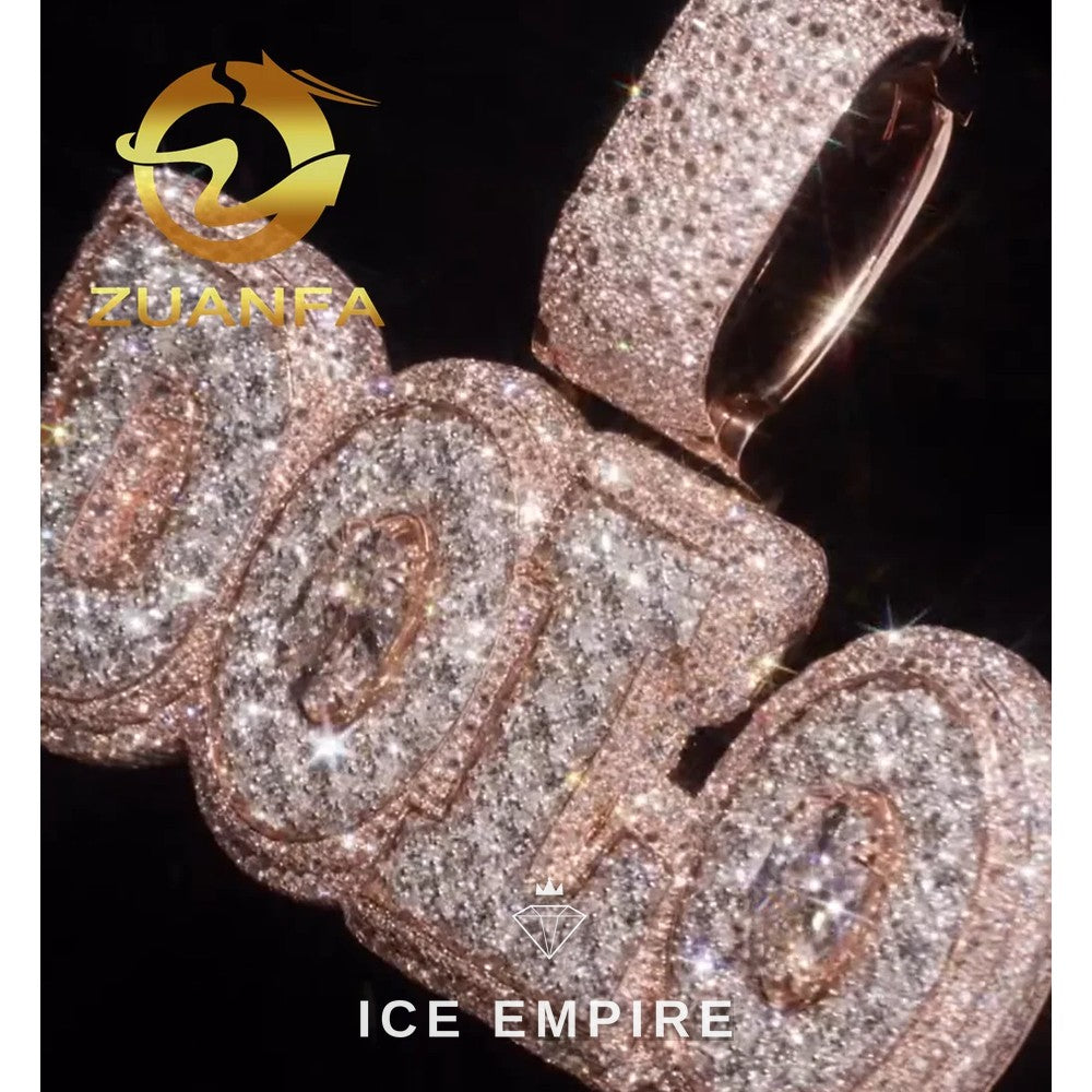 Iced Out Baguette Rose Gold Plated Moissanite Pendant