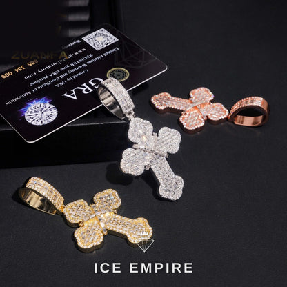 Iced Out Cross 925 Silver Moissanite Pendant