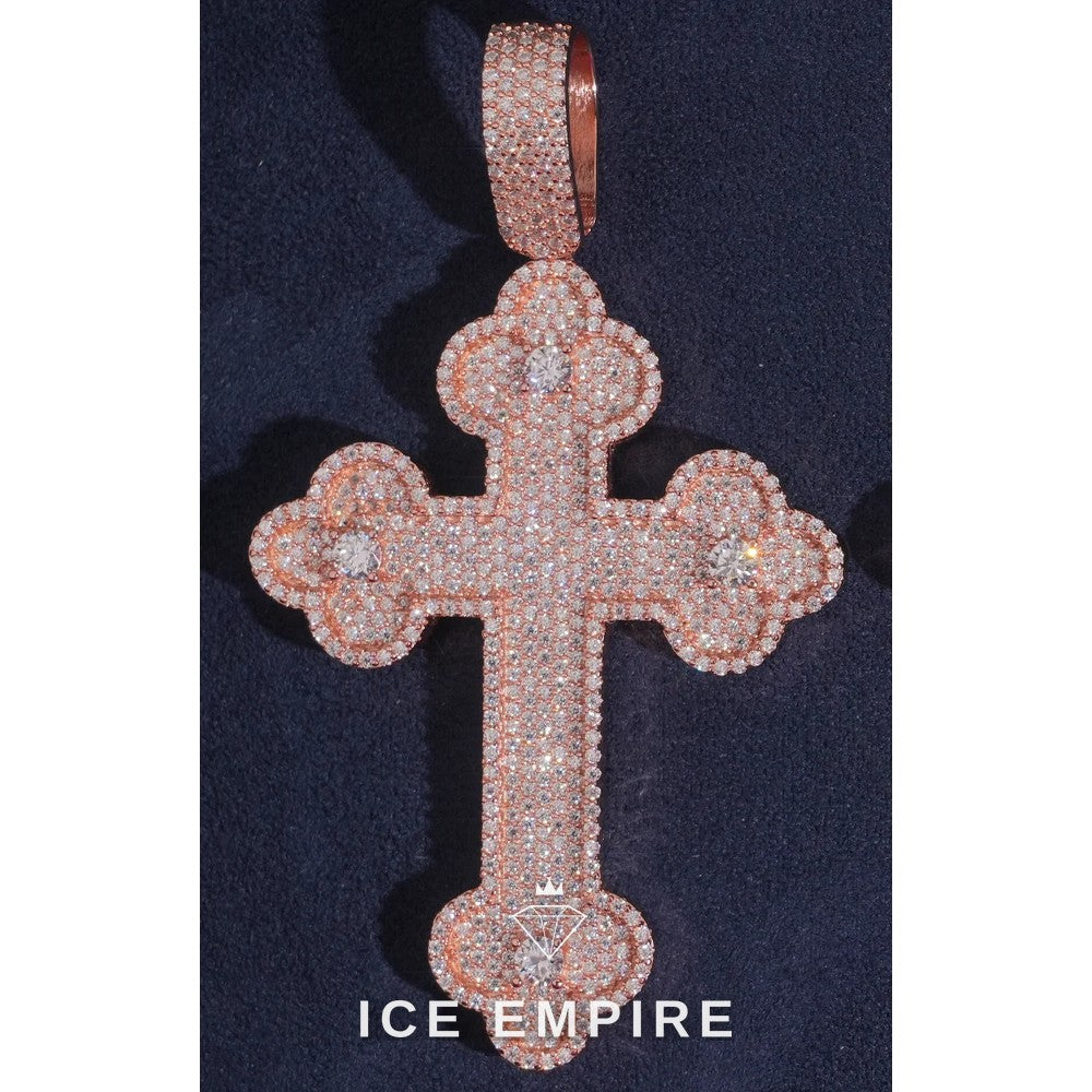 Iced Out Cross 925 Silver Moissanite Pendant